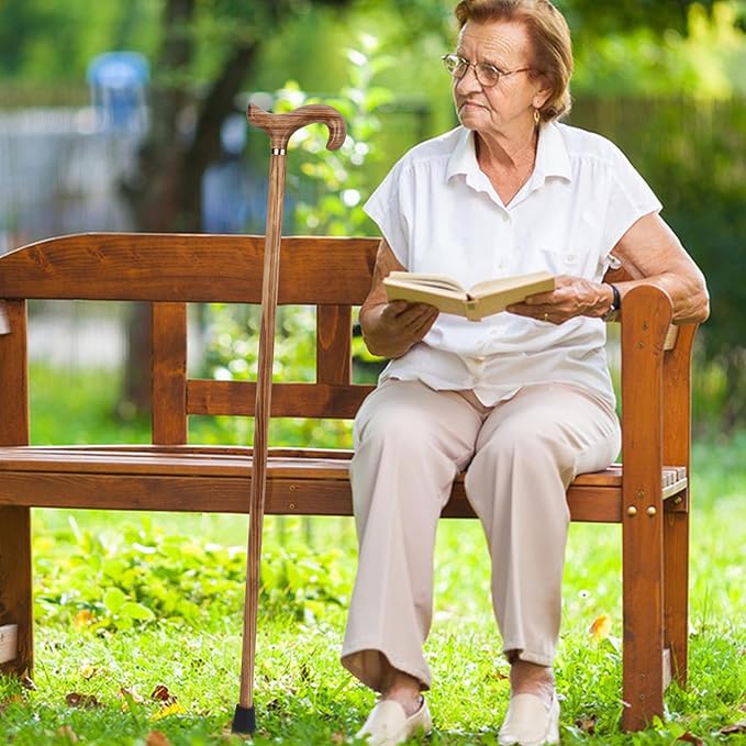 Walking Canes for Men and Women, Wooden Sticks for Seniors, Handcrafted, Ergonomic, Wood Wax Oil Coating Walking Canes for Senior Balance, Crutches for Adults