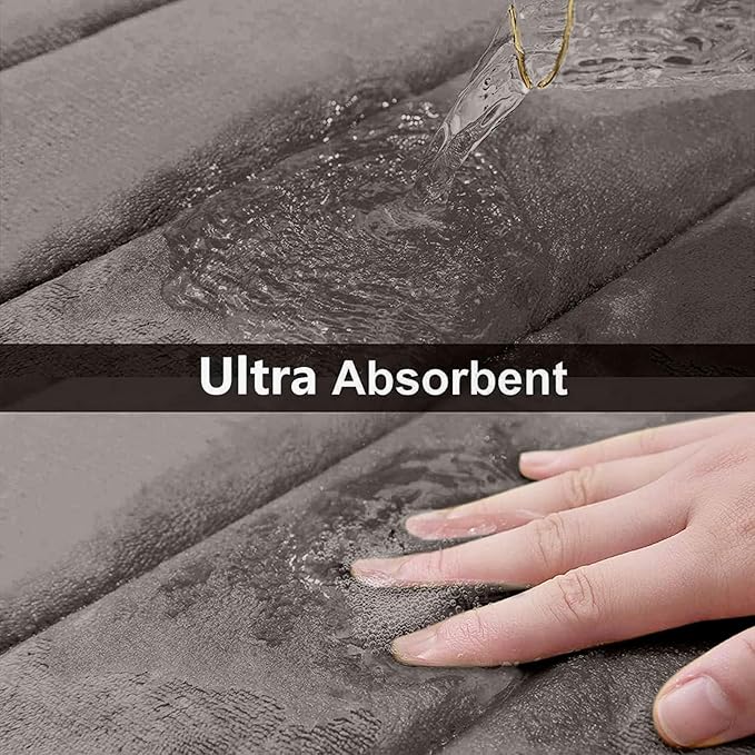 Buganda Memory Foam Bath Mat, 70" x 24", Ultra Soft and Non-Slip Bathroom Rugs, Water Absorbent and Machine Washable Bath Rug Runner for Bathroom, Shower, and Tub, Taupe