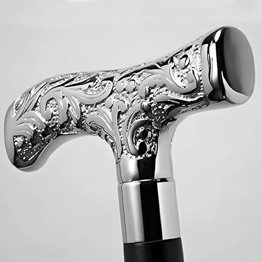 Premium Wooden Walking Cane | Beautiful Silver Plated Solid Brass Handle | Walking Stick & Crutches lacquer Polished Cane for Men and Women