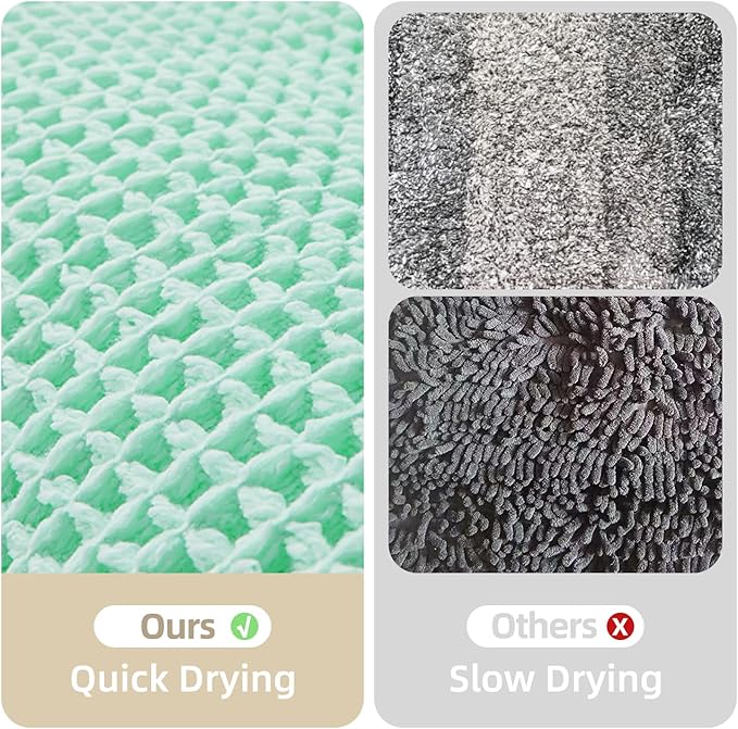 Waffle Bath Mat, Boho Bathroom Rugs Non Slip Washable Super Absorbent Quick Dry Cute Bath Mat Farmhouse Bathroom Decor, 24"x16" Aqua Blue