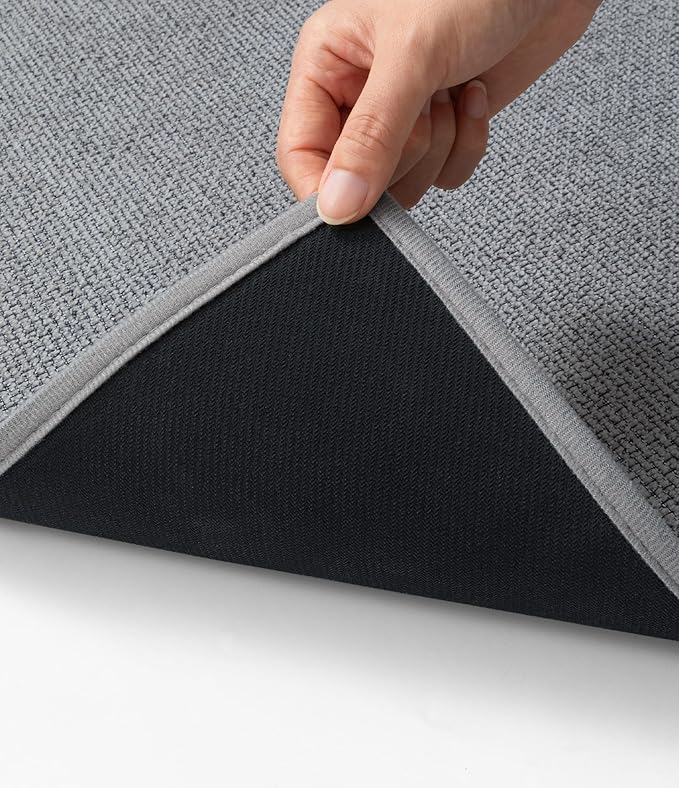 YIHOUSE Bathroom Rugs Mat 16x47, Non Slip Quick Dry Bath Mats for Bathroom Absorbent Ultra Thin Bath Rugs Machine Washable Fit Under Door for Sink, Cabinet, Laundry (Grey, 16"x47")