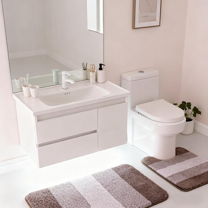 Exclusivo Mezcla Toilet Rugs U-Shaped 20x24, Extra Soft Non Slip Absorbent Water Microfiber Bath Rugs, Machine Washable Quick Dry Bath Mats for Toilet, Gradient Coffee