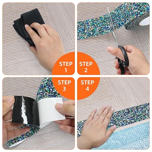 QILIMA Pool Anti Slip Tape Waterproof 4" x 15ft -Blue, Outdoor/Indoor Waterproof, Traction Stair Strips for Outdoor Steps, Non Skid Rubber Grip Tape for Trails, Bathroom, Shower