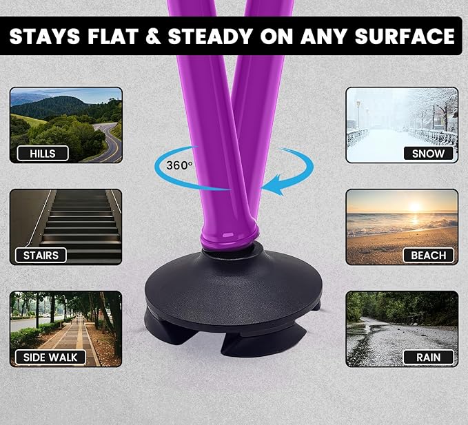 Walking Cane for Men & Women – Foldable, Adjustable, Self-Standing Cane with 360° Pivot Base, Comfortable Grip, Heavy Duty Canes for Women, Collapsible Walking Stick with Travel Bag for Seniors Adults