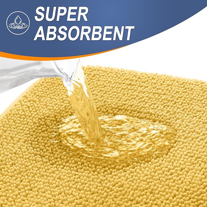 OLANLY Thick Memory Foam Bath Mat Rug 24x16, Extra Soft Absorbent Bathroom Rug, Quick Dry Bath Mats, Non-Slip, Machine Washable Carpet for Bathroom, Tub and Shower, Home Decor Accessories, Yellow