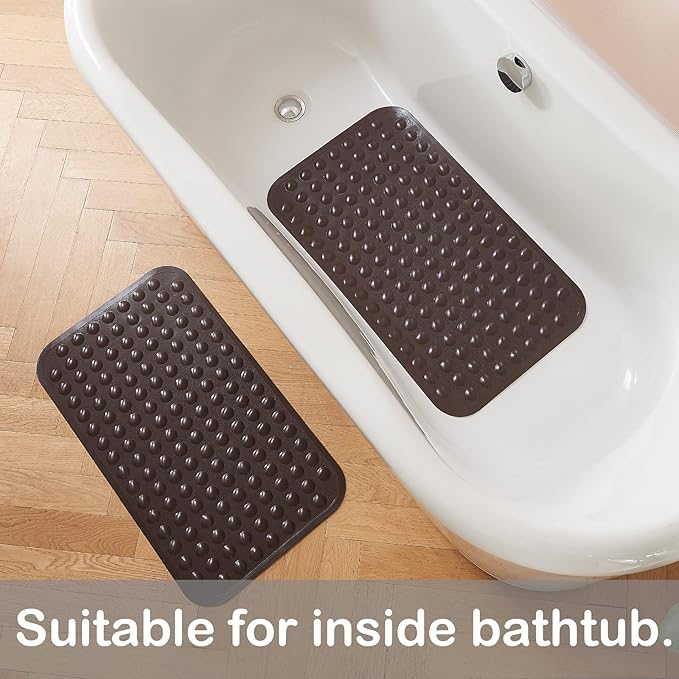 Yanzifly Bathtub Mat Non Slip Bath Mat for Tub Silicone Soft Bath Tub Mat Non Slip Shower Mats, Suction Cups Bath Tub Anti Slip Matt for Family Use, Machine Washable- Brown