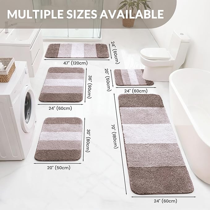 Exclusivo Mezcla Bathroom Rugs Mat 24x36, Extra Soft Non Slip Absorbent Water Microfiber Bath Rugs, Machine Washable Quick Dry Bath Mats for Bathroom Floor, Shower, Home Decor, Gradient Coffee