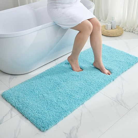 Bathroom Runner Rug 24x59 Teal Non Slip Fluffy Long Bath Mat for Bathroom Floor Washable Plush Luxury Bath Rug for Tub Absorbent Shower Sink Mat Bedside Rug