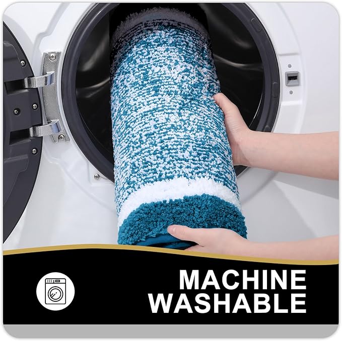 OLANLY Bathroom Rugs 30x20, Extra Soft and Absorbent Microfiber Bath Mat, Non-Slip, Machine Washable, Quick Dry Shaggy Bath Carpet, Suitable for Bathroom Floor, Tub, Shower (Medium, Peacock Blue)