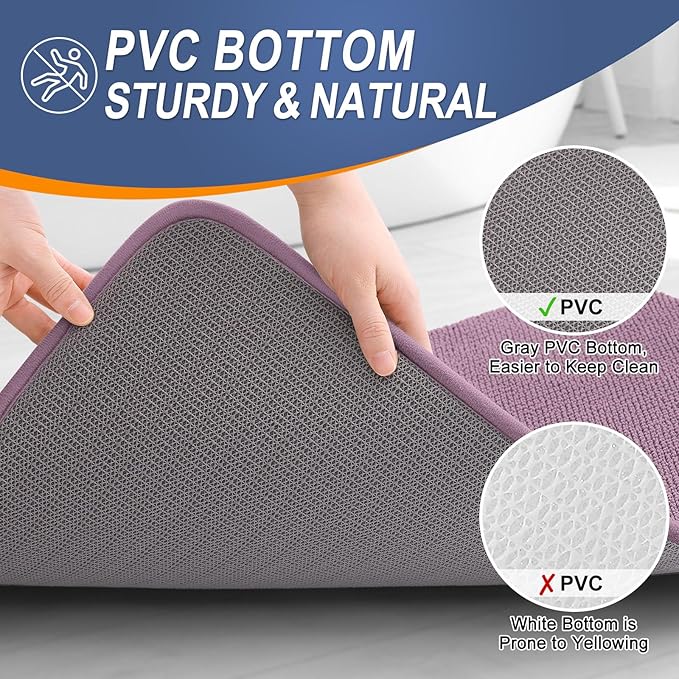 OLANLY Thick Memory Foam Bath Mat Rug 24x16, Extra Soft Absorbent Bathroom Rug, Quick Dry Bath Mats, Non-Slip, Machine Washable Carpet for Bathroom, Tub and Shower, Home Decor Accessories, Deep Plum