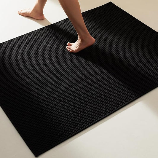 Black Large Bathroom Rugs Non Slip Washable Bath Rugs Super Absorbent Bathroom Rug Thin Quick Dry Low Pile Bath Mats, Black 36''x48''