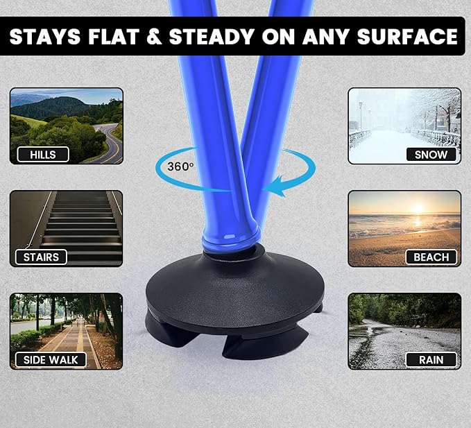 Walking Cane for Men & Women – Foldable, Adjustable, Self-Standing Cane with 360° Pivot Base, Comfortable Grip, Heavy Duty Canes for Women, Collapsible Walking Stick with Travel Bag for Seniors Adults