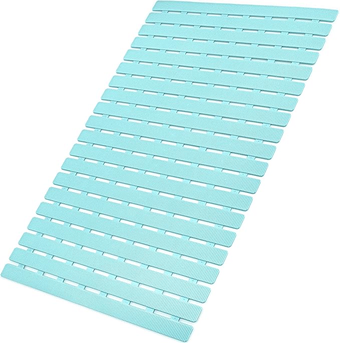MBOSS Bath Tub Shower Mat Non Slip Bathtub Mats for Bathroom Shower Floor Mat Bath Mats for Shower Tub Anti Slip Shower Mat with Drain Hole and Large Suction Cups (Aqua Blue, 27.5 X 15.7 Inch)