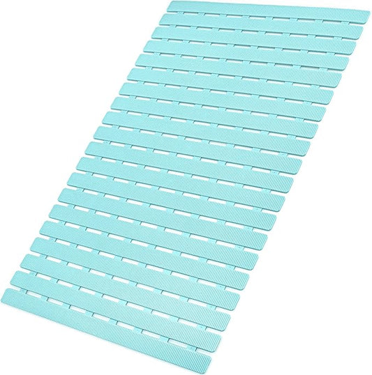 MBOSS Bath Tub Shower Mat Non Slip Bathtub Mats for Bathroom Shower Floor Mat Bath Mats for Shower Tub Anti Slip Shower Mat with Drain Hole and Large Suction Cups (Aqua Blue, 27.5 X 15.7 Inch)