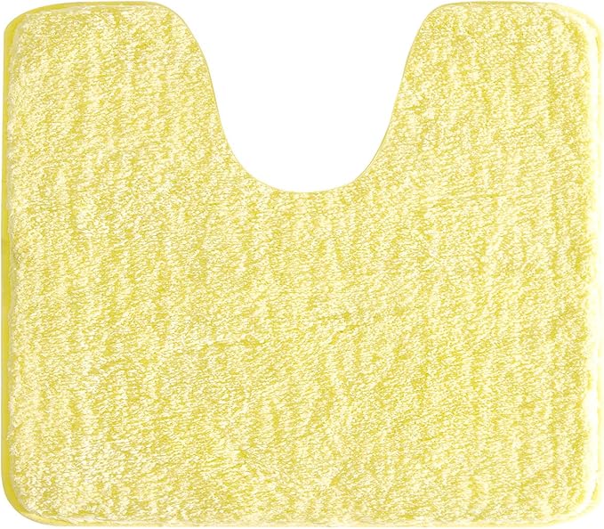 Suchtale Non Slip Bath Mat, Soft Microfiber Shaggy Bath Mat, Machine Washable, Thick Plush U Shape Toilet Rug (20 x 24, Yellow)