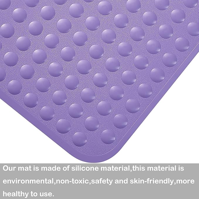Yanzifly Bathtub Mat Non Slip Bath Mat for Tub Silicone Soft Bath Tub Mat Non Slip Shower Mats, Suction Cups Bath Tub Anti Slip Matt for Family Use, Machine Washable- Purple
