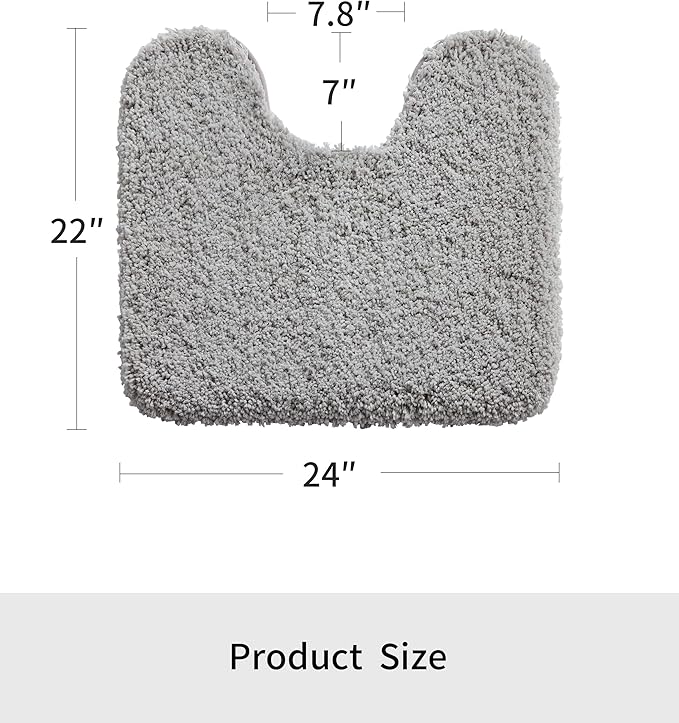 Grey Toilet Rug 22x24 Non Slip Fluffy Toilet Floor Mat U Shaped Washable Bathroom Contour Rug for Toilet Absorbent Thick Toilet Carpet