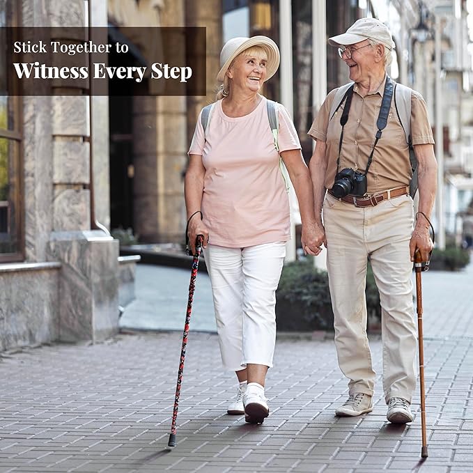 [Combo] Merry Sticks Lightweight Foldable Walking Canes for Women and Men, Adjustable & Collapsible Walking Stick for Seniors, Includes A Cane Bag & A Smart Reflective Cane Holder