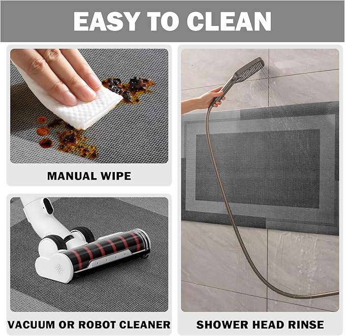 Non Slip Long Bath Mat Bathroom Runner, Rubber Backing Ultra Thin Bathroom Rugs Fit Under Door Quick Dry Super Absorbent Washable Bath Rug Shower Mat for Bathtub Sink Floor, Dark Gray 17"x47"