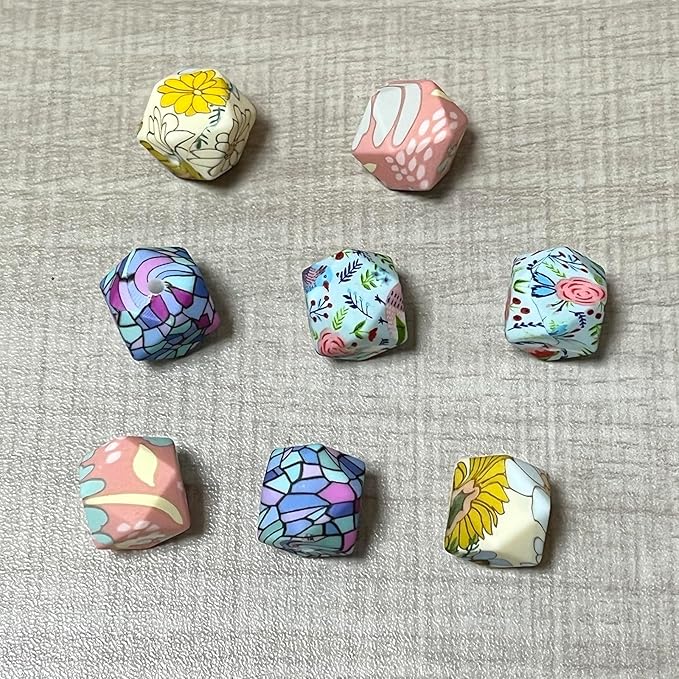 SPANSEE 8 PCS Hexagon Print Knitting Needle Stoppers, Knitting Needle End Caps, Stitch Stoppers, Fit Size 2.5-13 (3mm-9mm) Needles