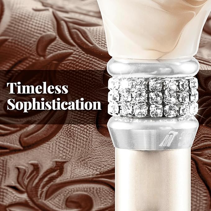 Merry Sticks Designer Foldable Walking Canes with Finest European Crystals, Folding Cane for Women and Men, Adjustable & Collapsible Walking Stick for Senior, Stylish Rhinestone Gift - Royal Burgundy