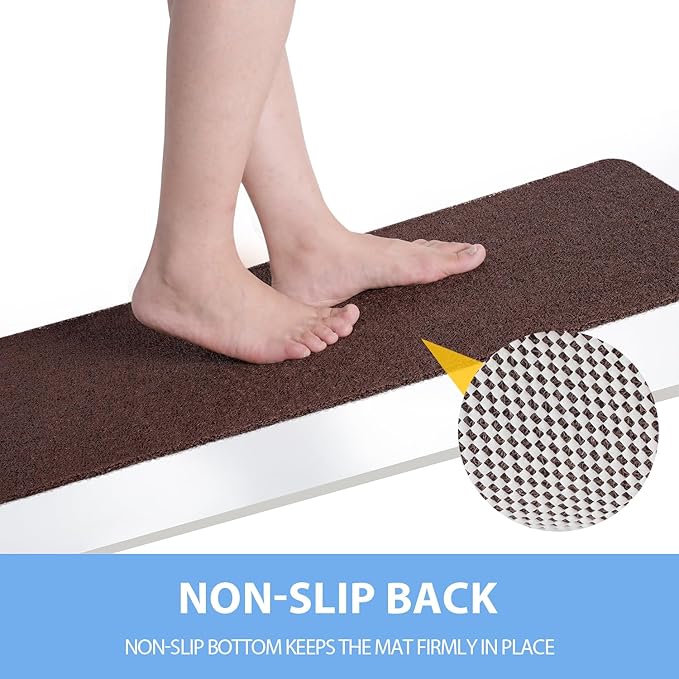 Non-Slip Bathtub Mat, Anti Slip Shower Mat, Fast Drying Bathtub Mats, Foot Scrubber Mat, Anti Slip Mat for Tub, Floor, Bathroom, Kitchen, Home, Hotel (Brown 36"×24")