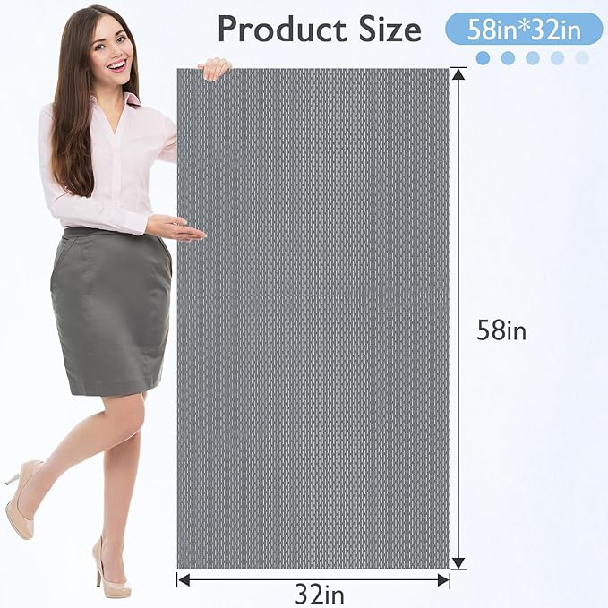 Extra Large Non-Slip Shower Mat, Fast-Dry PVC Bath Stall Tub Mat, Drain-Hole Design for Shower Stall Tub for Elderly/Kids, Non Slip Bath Mat Bathroom Safety Accessory, Gray 58"x32"