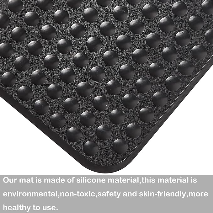 Yanzifly Bathtub Mat Non Slip Bath Mat for Tub Silicone Soft Bath Tub Mat Non Slip Shower Mats, Suction Cups Bath Tub Anti Slip Matt for Family Use, Machine Washable- Black