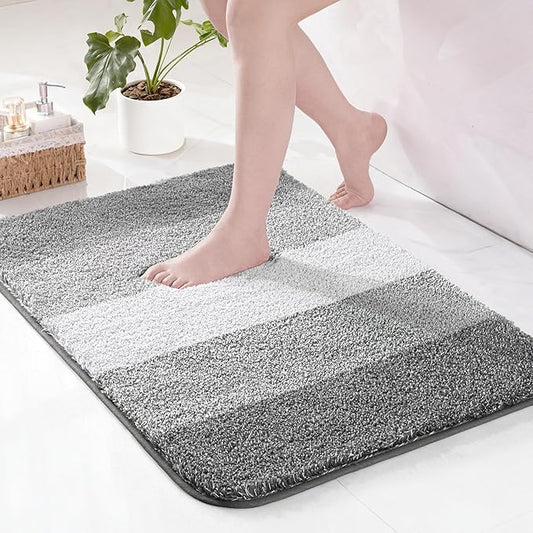 Exclusivo Mezcla Bathroom Rugs Mat 17x24, Extra Soft Non Slip Absorbent Water Microfiber Bath Rugs, Machine Washable Quick Dry Bath Mats for Bathroom Floor, Shower, Home Decor, Gradient Grey
