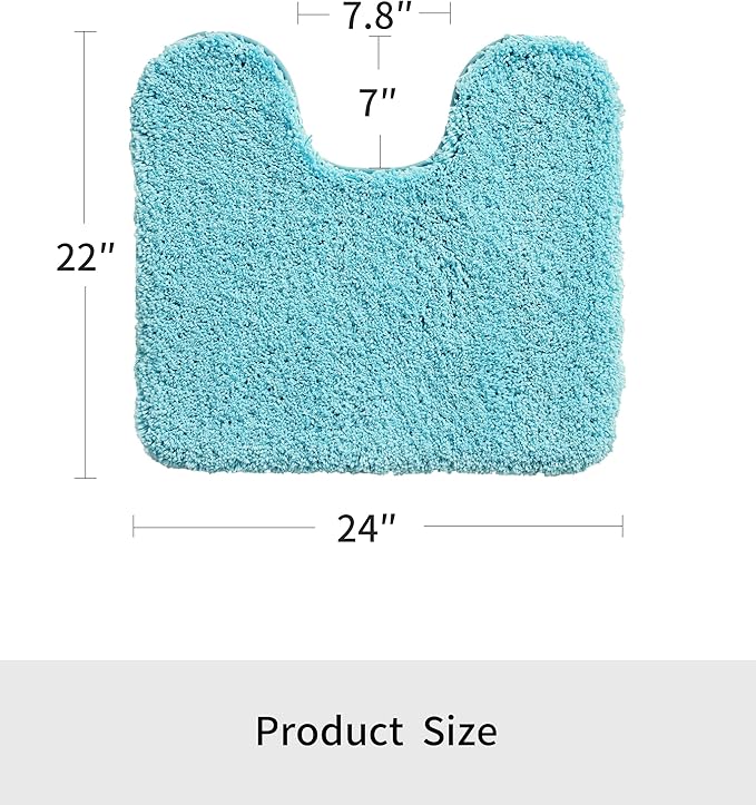 Toilet Rug 22x24 Teal Non Slip Fluffy Toilet Floor Mat U Shaped Washable Bathroom Contour Rug for Toilet Absorbent Thick Toilet Carpet