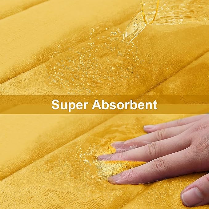 Buganda Memory Foam Bath Mat, 35.4" x 24", Ultra Soft and Non-Slip Bathroom Rugs, Water Absorbent and Machine Washable Bath Rug Runner for Bathroom, Shower, and Tub, Yellow