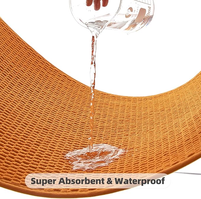 Bathroom Rugs Non Slip Washable, Super Absorbent Thin Bath Mat Quick Dry Low Pile Bathroom Rug, Orange 24"x47"