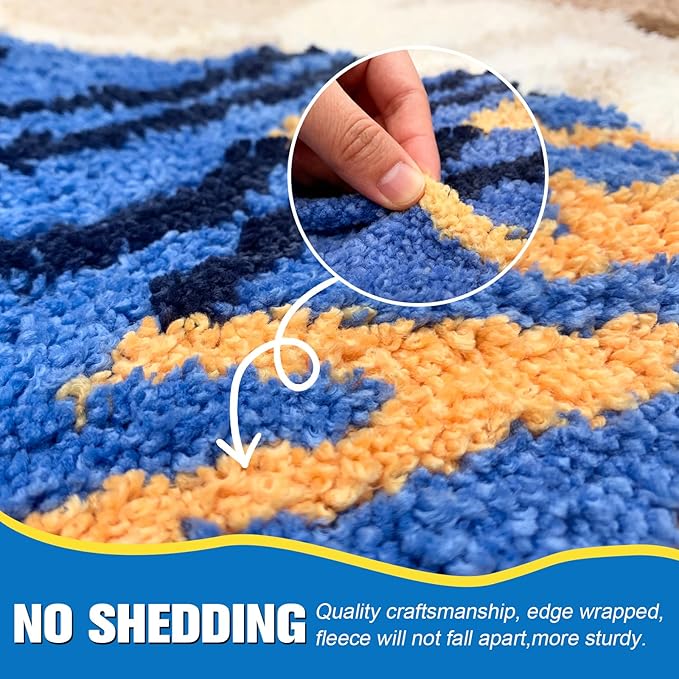 Beach Theme Non-Slip Washable Bath Rug | Soft Adorable Ocean Decor for Bathroom, Living Room, Bedroom & Gifts 16"*24"