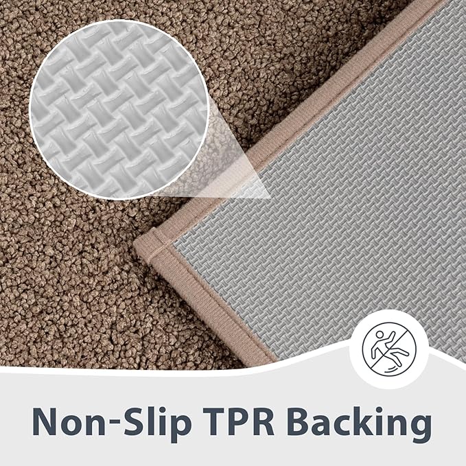 Bathroom Rugs U-Shaped 20" x 24", Non-Slip Extra Soft Absorbent Bath Rugs, Machine Washable Quick Dry Bath Mats for Toilet Base, Grayish Brown & Coffee