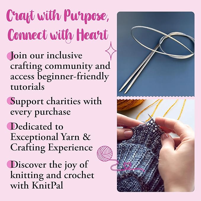 KnitPal 47-Inch Circular Knitting Needles Set of 5 | Extra-Long Stainless Steel with Flexible Cable | US Sizes 4–8 (3.25–5mm) | Perfect for Magic Loop & Large Projects