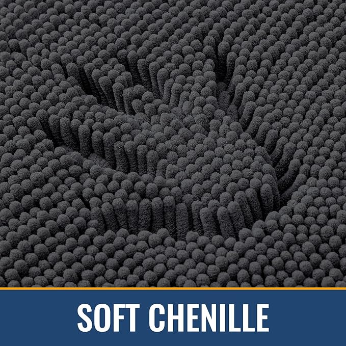 Arotive Bathroom Rugs 47x24, Extra Soft Absorbent Shaggy Chenille Bath Rugs, Machine Washable Rubber Backing Non-Slip Bath Mats for Bathroom Floor Tub and Shower, Home Decor Accessories, Dark Grey