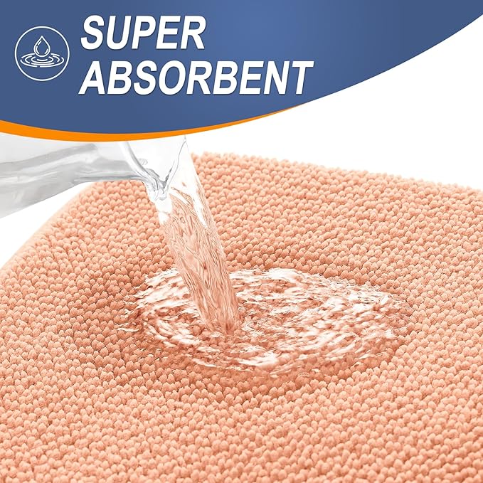OLANLY Thick Memory Foam Bath Mat Rug 30x20, Extra Soft Absorbent Bathroom Rug, Quick Dry Bath Mats, Non-Slip, Machine Washable Carpet for Bathroom, Tub and Shower, Home Decor Accessories, Peach