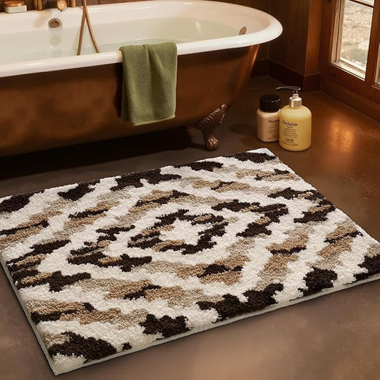 LUMI Bathroom Rugs, Soft Absorbent Bath Mat for Modern Home Decor, Non-Slip Quick-Dry Bath Rug, Machine Washable Floor Mat for Shower and Tub, Entryway, 24"x36", Brown