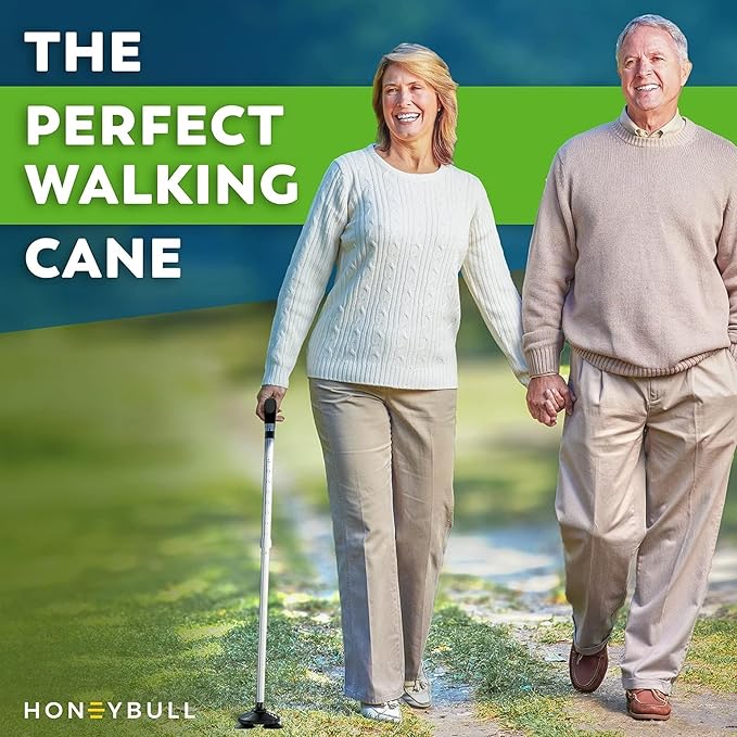 Walking Cane for Men & Women Foldable, Adjustable, Heavy Duty, Free Standing, All Terrain, Collapsible Walking Sticks for Seniors & Adults