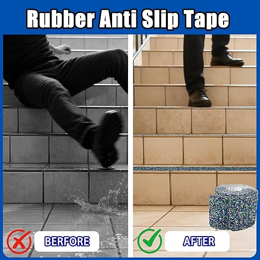 COSIMIXO Rubber Anti Slip Tape 4" x 30" -5 Packs-Blue Pool Rubber Grip Tape,Pool, Bathroom & Stair Outdoor/Indoor Safety - Waterproof Non-Slip for Wet Surfaces, Ship Deck, Showers