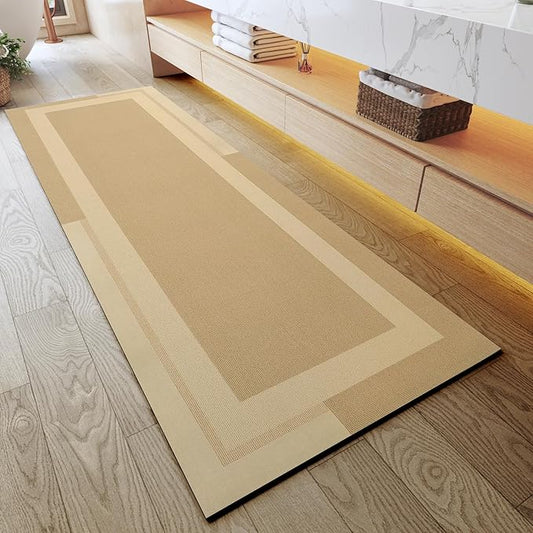 Extra Long Non Slip Bathroom Runner Bath Mat, Rubber Backing Ultra Thin Bath Rug Fit Under Door Quick Dry Super Absorbent Washable Shower Mat for Bathroom Floor Bathtub Sink, Brown 24"x70"