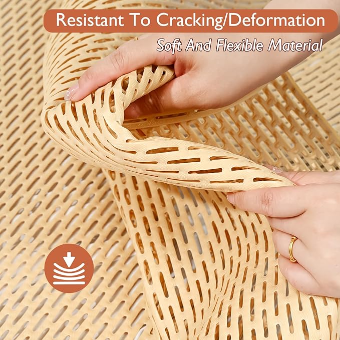 Extra Large Non-Slip Shower Mat, Fast-Dry PVC Bath Stall Tub Mat, Drain-Hole Design for Shower Stall Tub for Elderly/Kids, Non Slip Bath Mat Bathroom Safety Accessory, Khaki 24"x16"