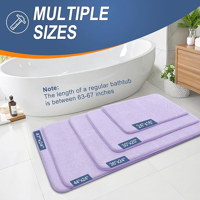 OLANLY Thick Memory Foam Bath Mat Rug 24x16, Extra Soft Absorbent Bathroom Rug, Quick Dry Bath Mats, Non-Slip, Machine Washable Carpet for Bathroom, Tub and Shower, Home Decor Accessories, Lavender