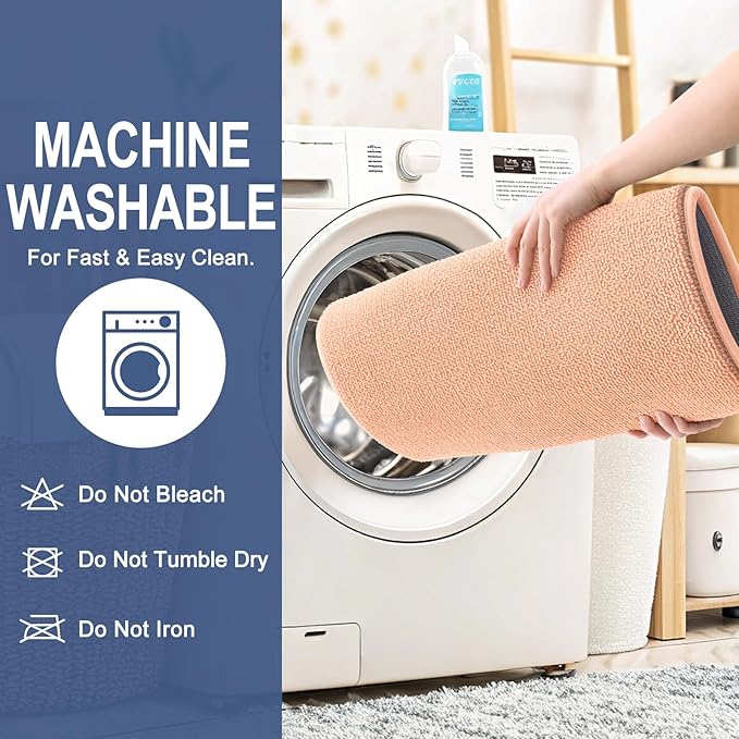 OLANLY Thick Memory Foam Bath Mat Rug 24x16, Extra Soft Absorbent Bathroom Rug, Quick Dry Bath Mats, Non-Slip, Machine Washable Carpet for Bathroom, Tub and Shower, Home Decor Accessories, Peach