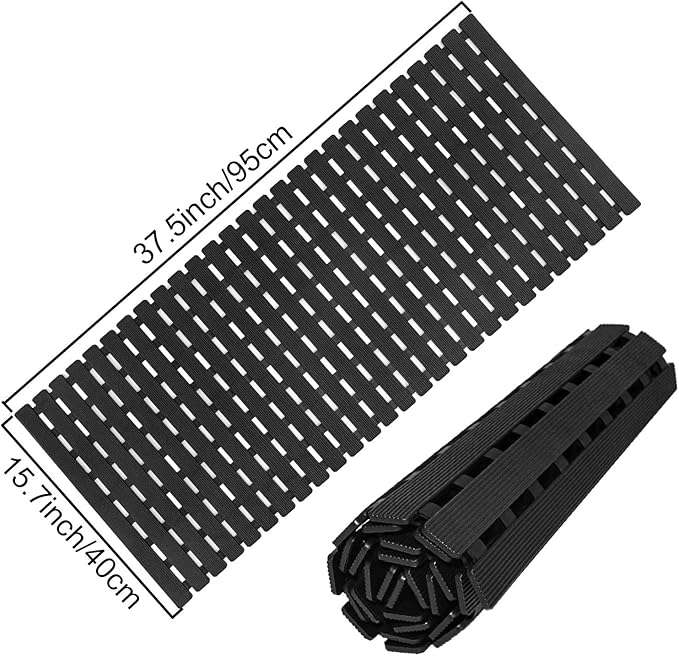 MBOSS Bath Tub Shower Mat Non Slip Bathtub Mats for Bathroom Shower Floor Mat Bath Mats for Shower Tub Anti Slip Shower Mat with Drain Hole and Large Suction Cups (Black, 37.5 X 15.7 Inch)