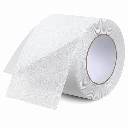 Qingluan Anti Slip Tape, Grip Tape for Stairs Indoor Waterproof, Rubber Grip Tape for Tubs, Stairs, Boats (Clear, 4 Inch x 60 Feet)