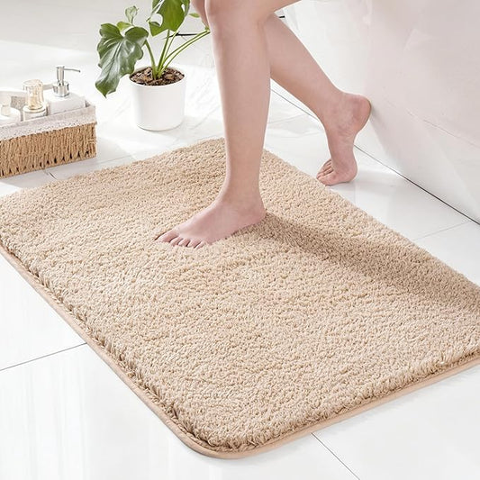 Exclusivo Mezcla Bathroom Rugs Mat 17x24, Extra Soft Non Slip Absorbent Water Microfiber Bath Rugs, Machine Washable Quick Dry Bath Mats for Bathroom Floor, Shower, Home Decor, Solid Camel
