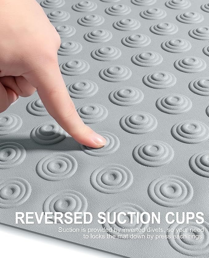 OTHWAY No Suction Cup Bath Mat: 39x16 inch Extra Long Bathmat│Perfect for Ordinary or Refinished Bath Tubs │Made of Nature Rubber│Protect Your Bathtub (Grey)