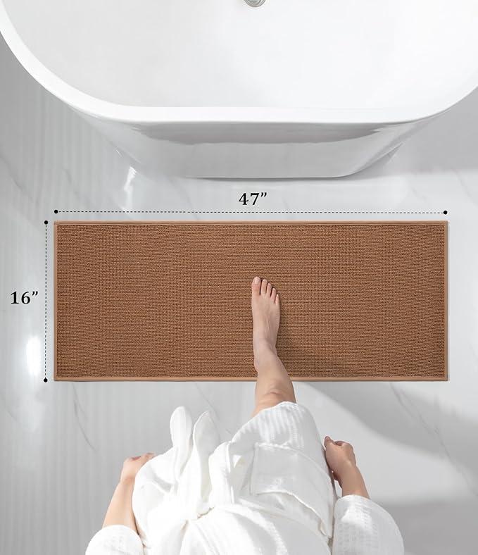 YIHOUSE Bathroom Rugs Mat 16x47, Non Slip Quick Dry Bath Mats for Bathroom Absorbent Ultra Thin Bath Rugs Machine Washable Fit Under Door for Sink, Cabinet, Laundry (Orange, 16"x47")