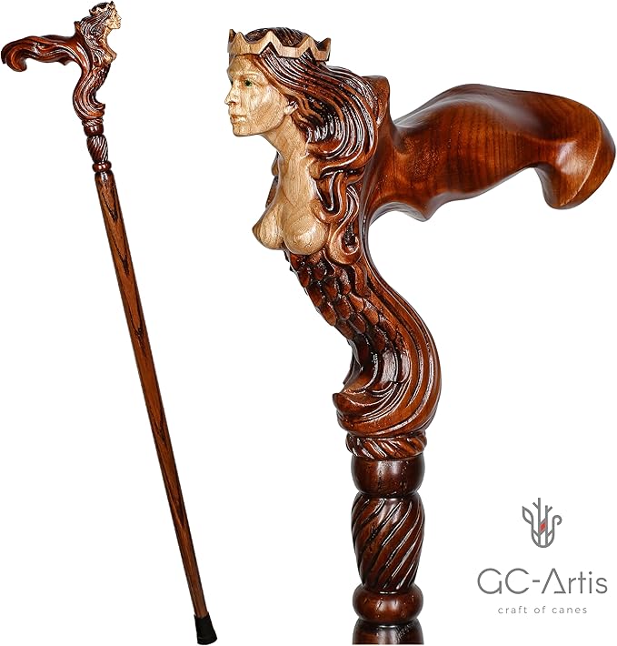 Luxury Handmade Wooden Walking Cane – Premium Carved Solid Wood, Ergonomic Comfort Grip, Designer Canes for Men & Women, Elegant Fashionable Walking Stick 36